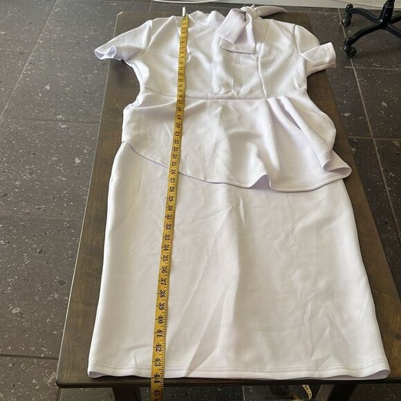 Elegant Strechy Peplum Bodycon Short Sleeve Work Dresses Bow Club Ruffle… - Picture 11 of 15